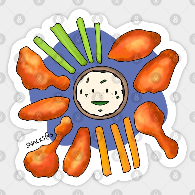 Buffalo Wings with dipping sauce Sticker by Snacks At 3